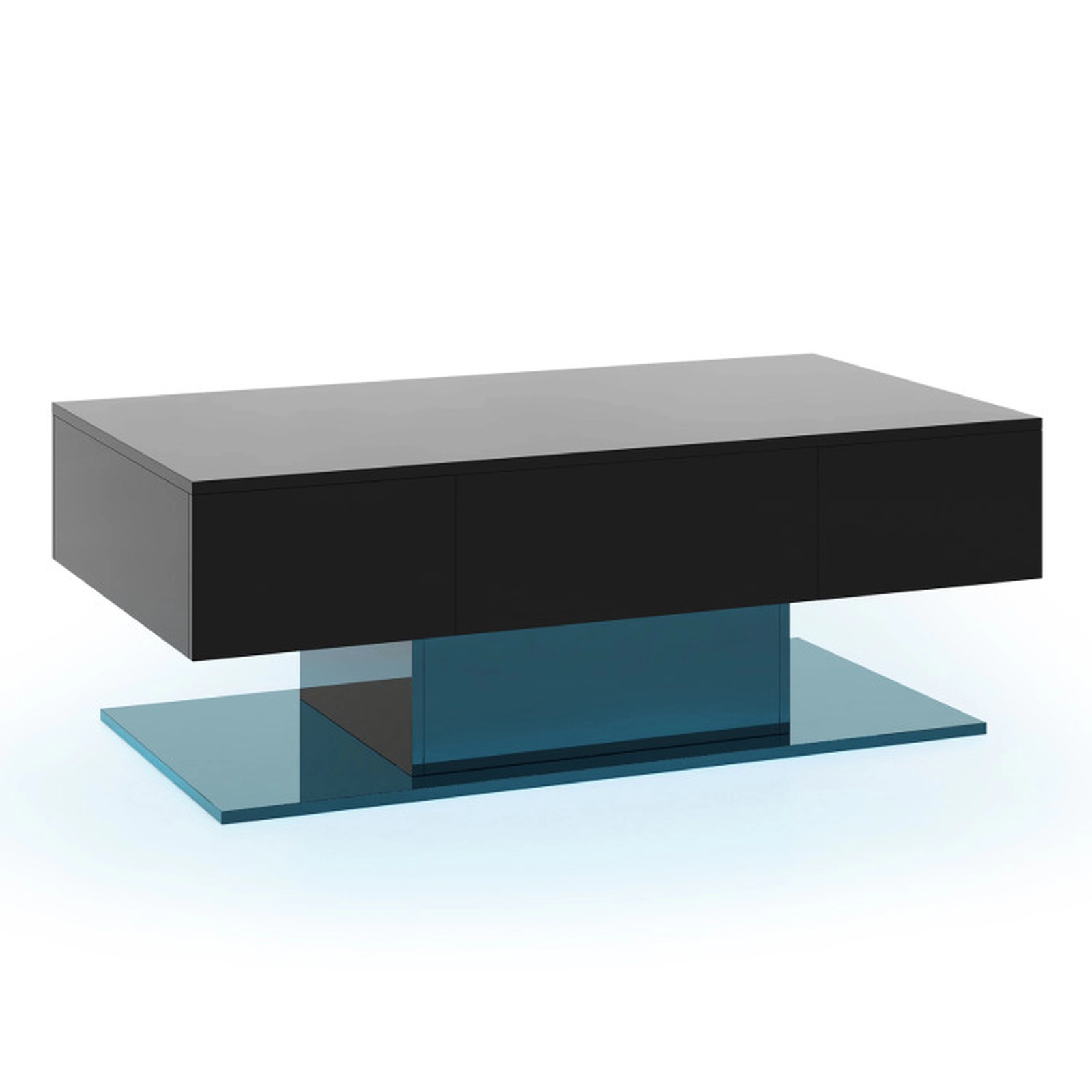 SUGIFT 43.5-in 110-lb Capacity 20-Color LED High-Gloss Coffee Table with 2 Push-to-Open Drawers