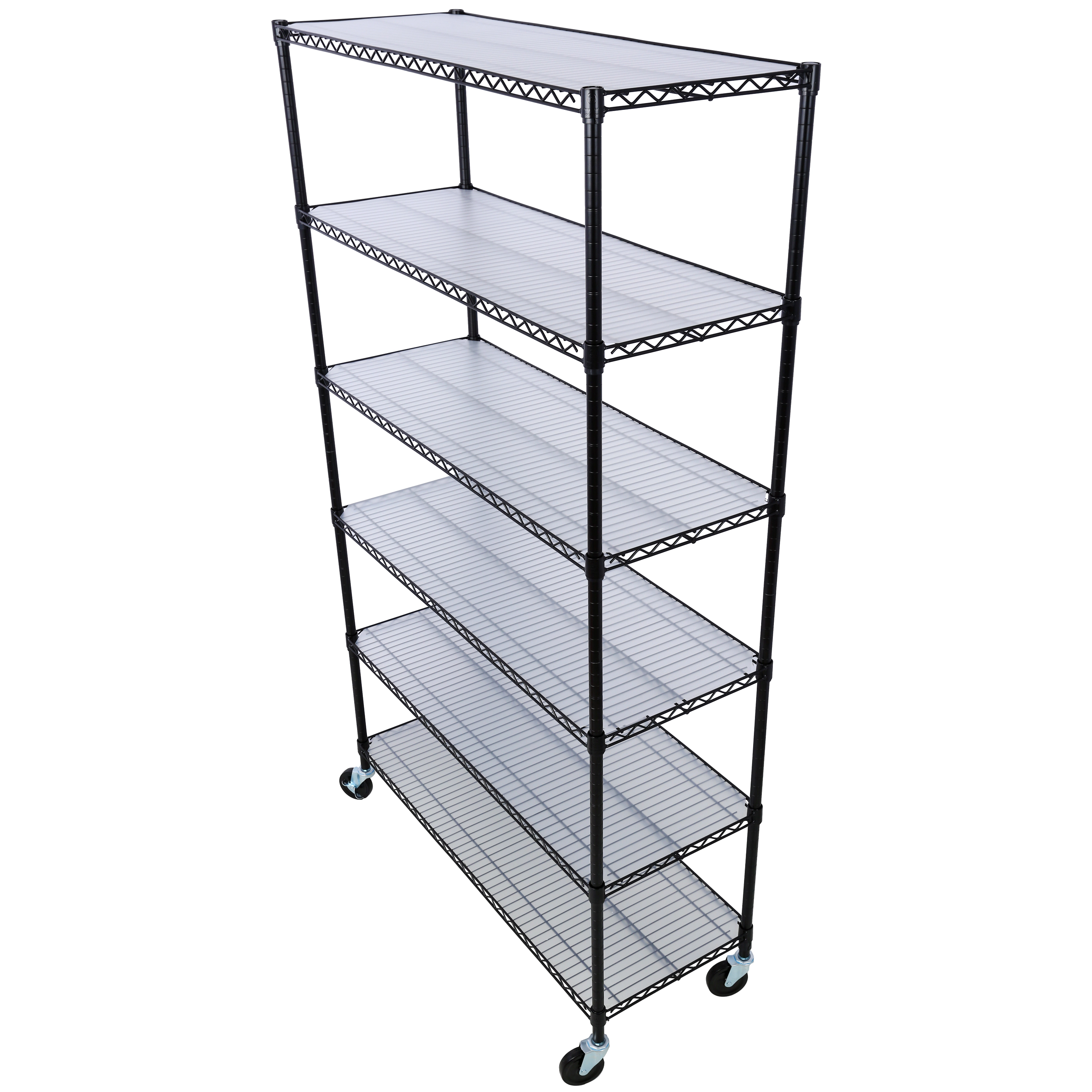 Flynama 6 Tier Black NSF Wire Shelving 6000 LBS 82H x 48L x 18D in Heavy Duty Commercial with Wheels and Liners