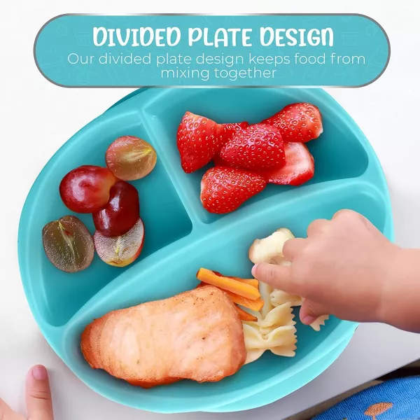 Sperric Silicone Suction Plate for Baby, 100% Food Grade Divided Plate, Self Feeding Training & Spoon 1Set