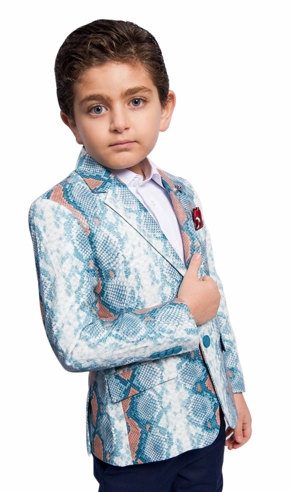 Elie Balleh Boys Slim Fit Snakeskin Blazer