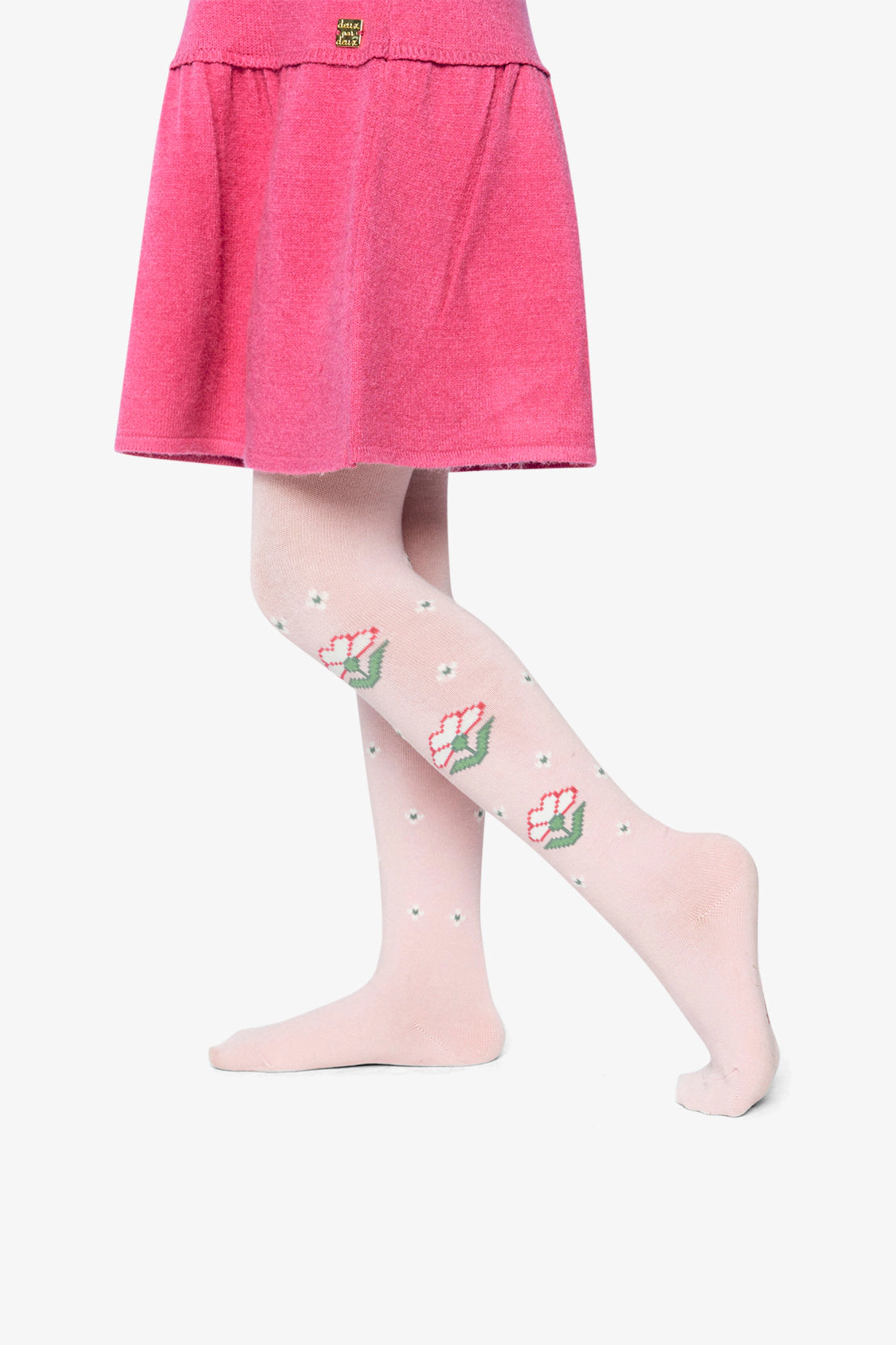 Deux par Girls Floral Motif Knit Tights