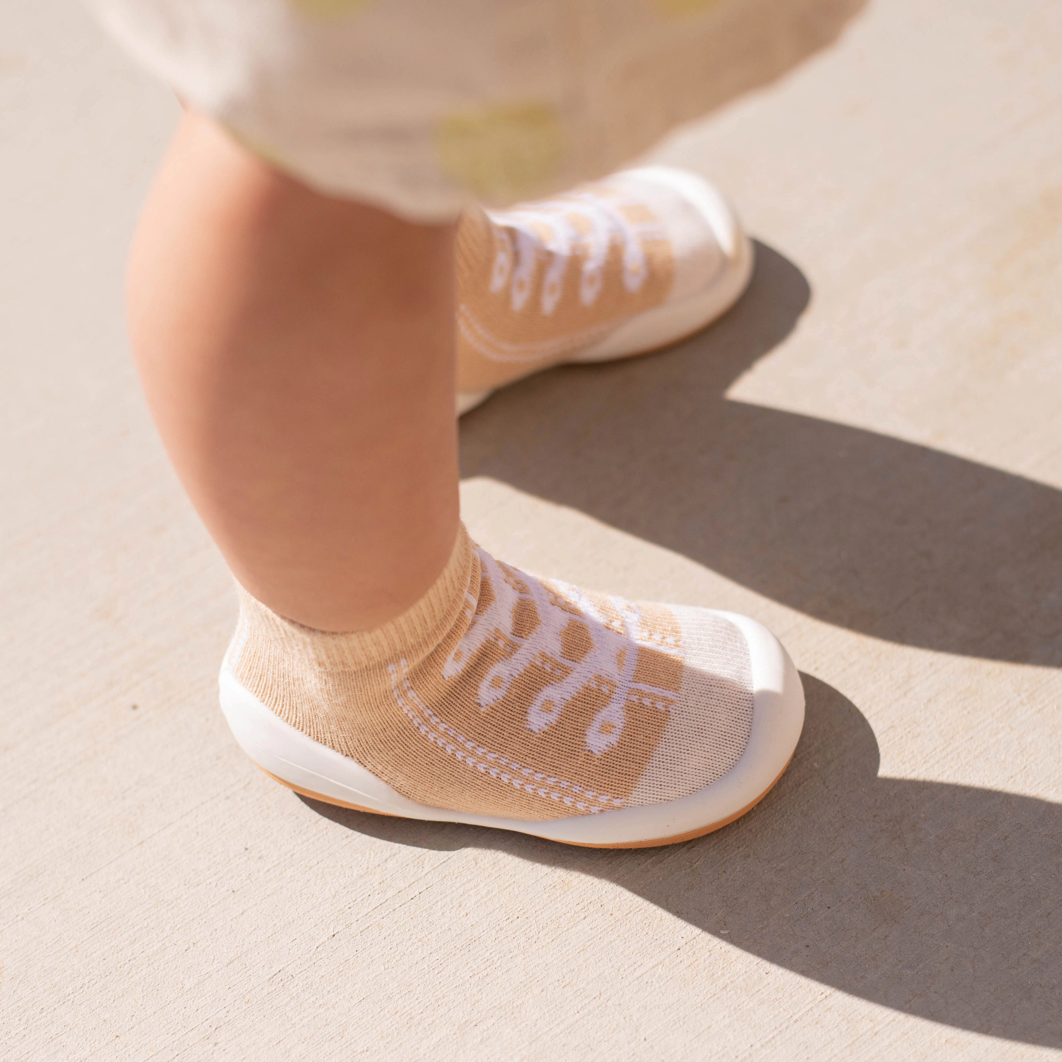 Komuello Baby Boy Girl First Walk Sock Shoes Sneakers - Beige