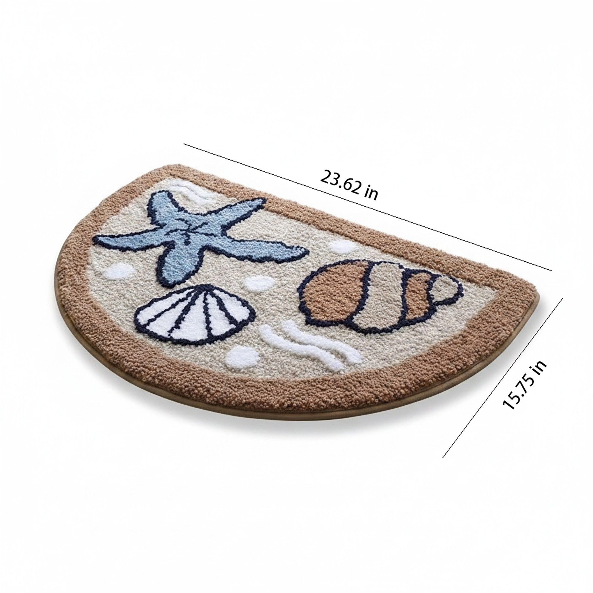 Alilang Unisex Tufted Floor Mat with Seashell and Starfish Design Non Slip Backing Soft Plush Decorative Entryway Rug