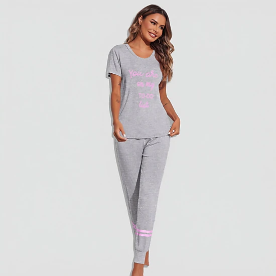 Ekouaer Womens Pajamas Set 2 Piece Lounge Pj Set Short Sleeve Sleepwear Tops with Joggers