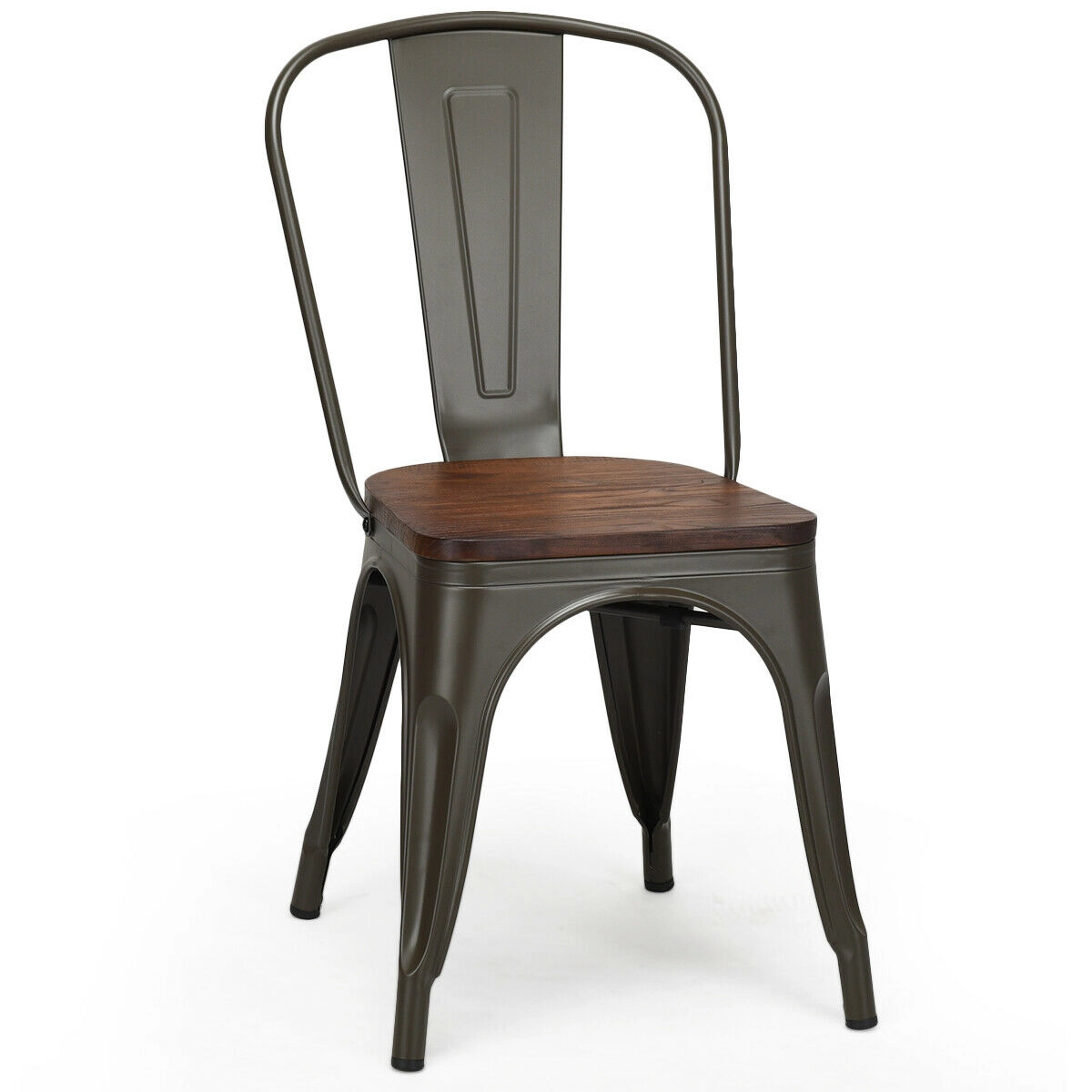 SUGIFT Set of 4 Stackable Metal Wood Dining Chairs 17.7-in Seat Height 300-lb Capacity 17 x 21 x 33-in Dark Green