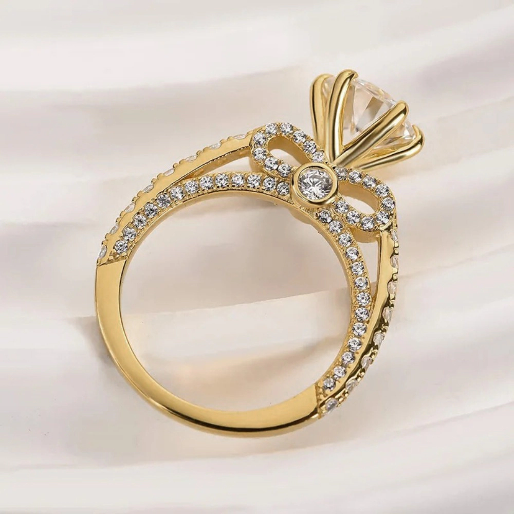 Bow Side Design Engagement Ring for Women