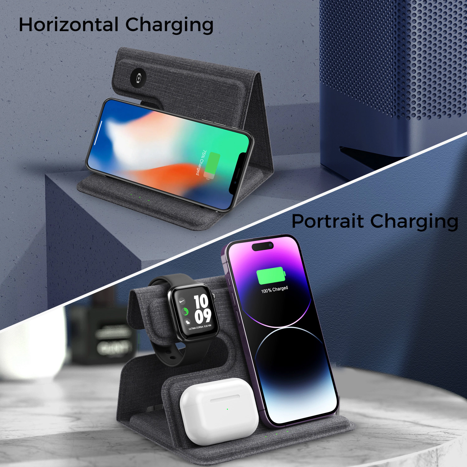 Alpha Digital 18W, 3-in-1 Device, SmartPhone, Earbuds, iWatch - Wireless Charger