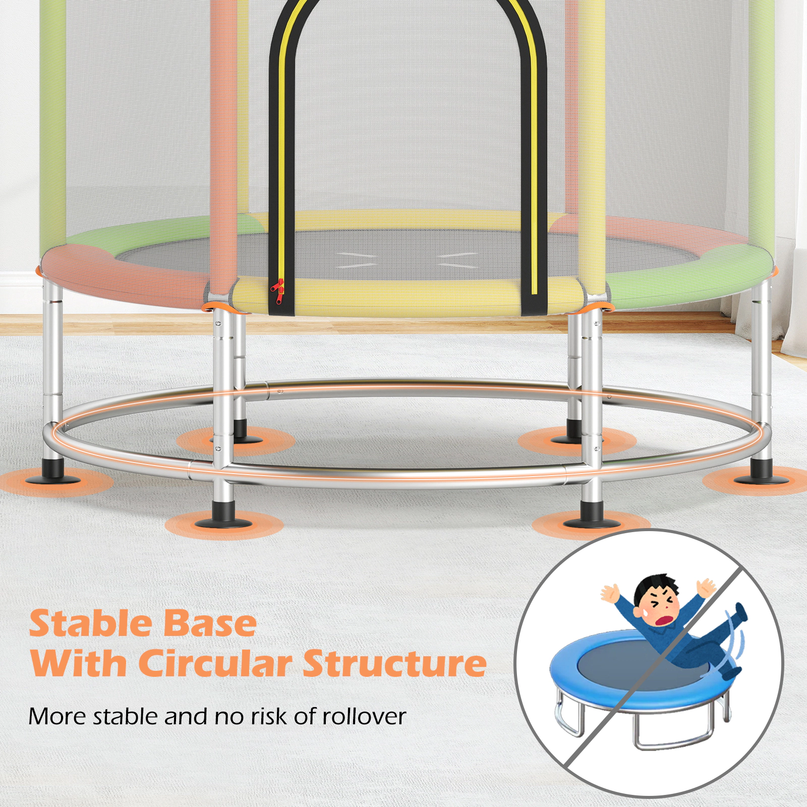 SUGIFT 55-in Kids Trampoline with 6 Play Modes Gym Bar Basketball Hoop Hammock and Accessories 440-lb Capacity Ages 3-6