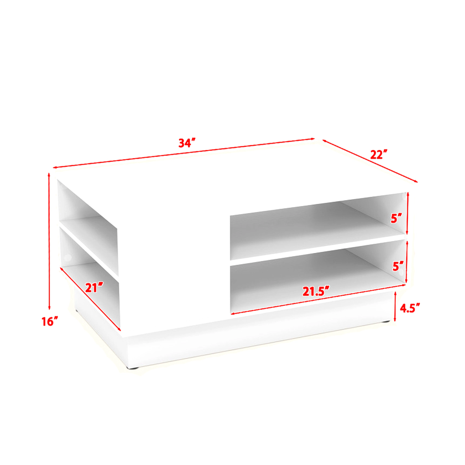 Hivvago Functional 2-Tier Center Table with Open Storage Compartments