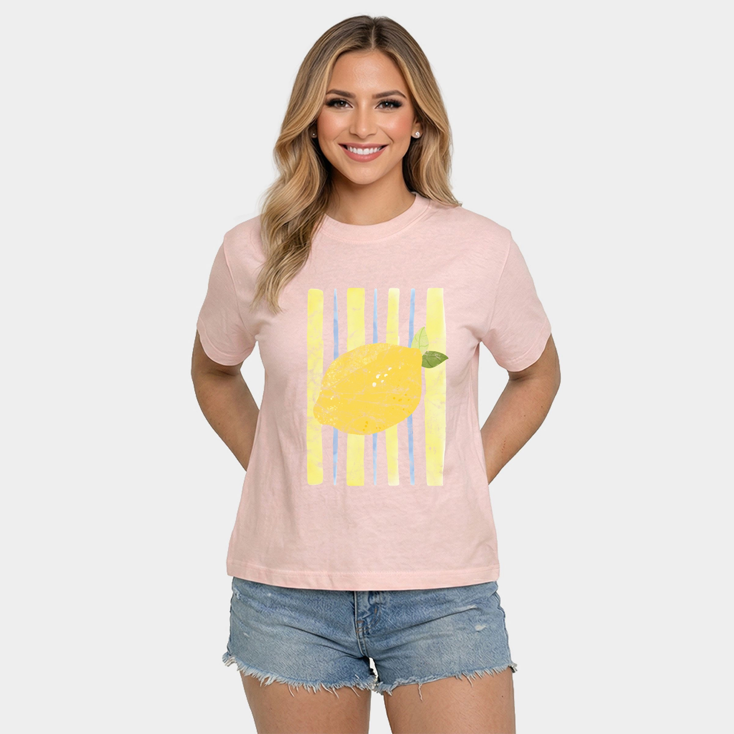 Simply Sage Market - Women's Relaxed Boxy Tee Lemon Stripes