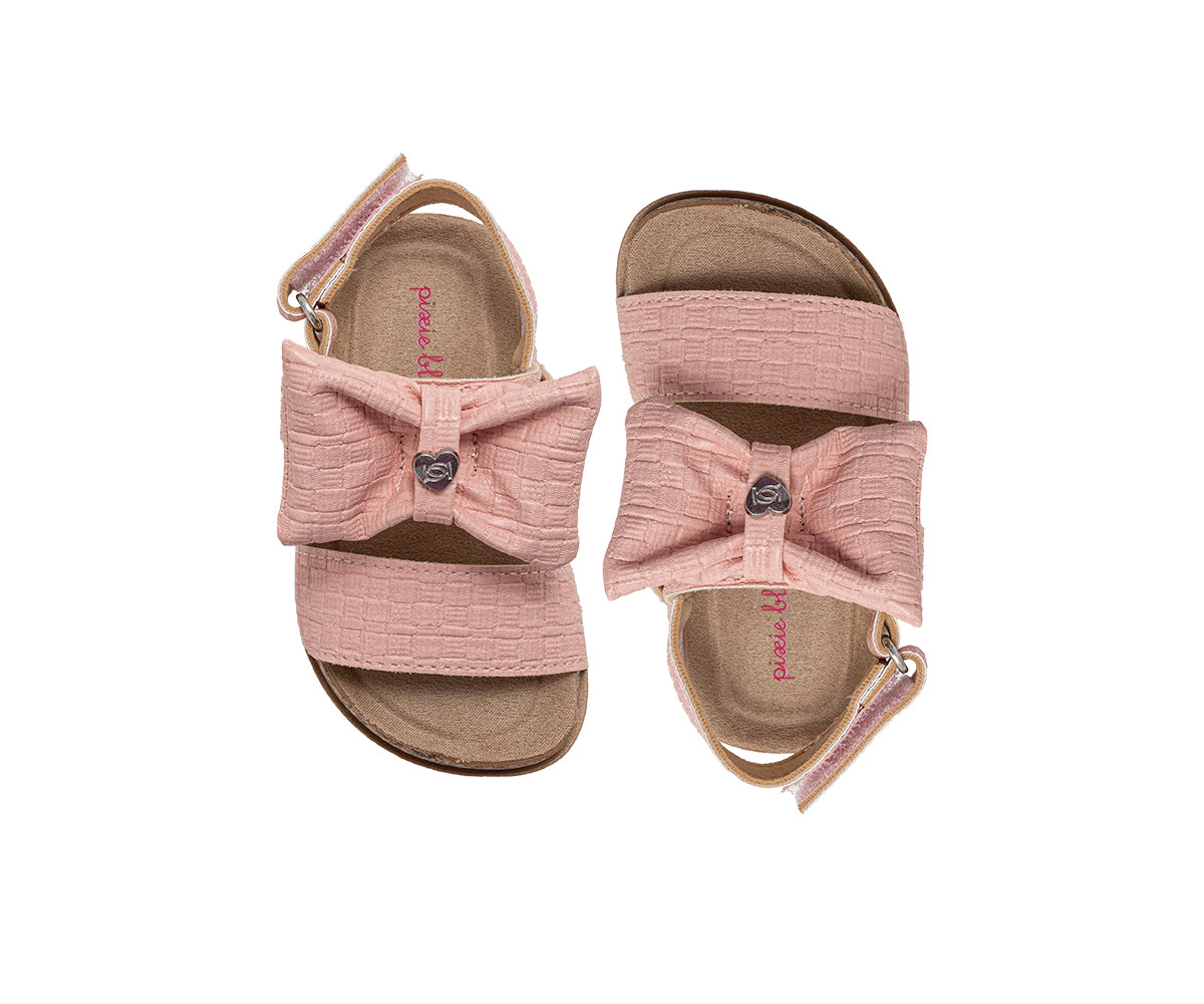 PIXIE BLOOM Toddler Girl's Sandals - Cute Footbed and Flat Summer Shoes with Puffy Bow
