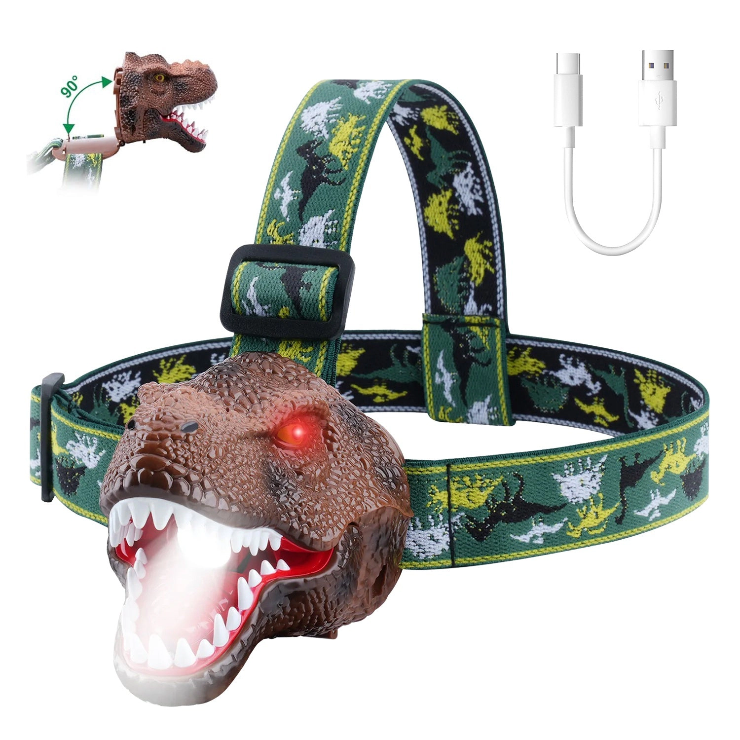 GBruno Rechargeable Dinosaur Headlamp For Kids
