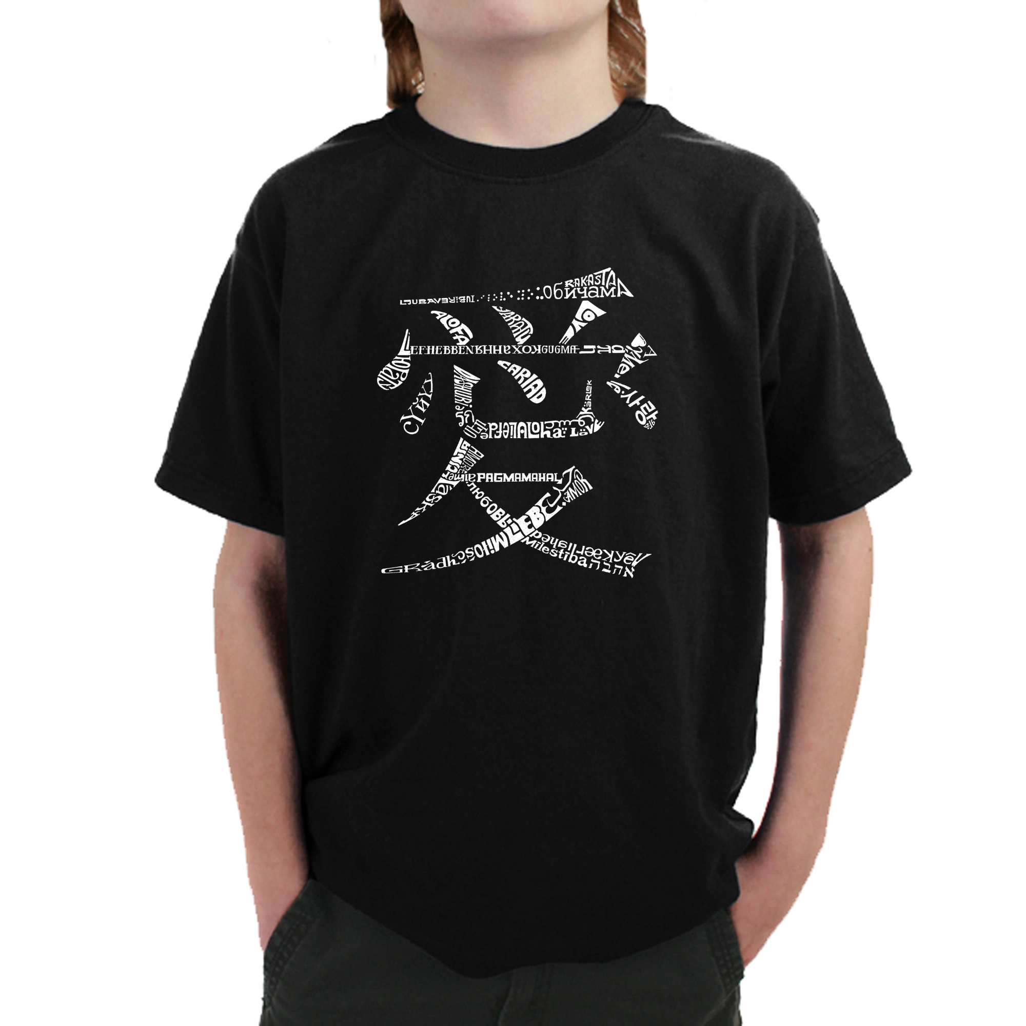 LA Pop Art Boy's Word T-Shirt - The Love 44 Languages