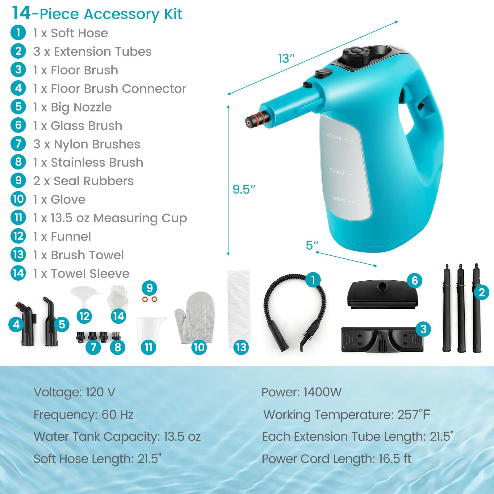 SlickBlue Multi-Purpose Steam Cleaning Machine for Floors, Kitchen, Bathroom and Car