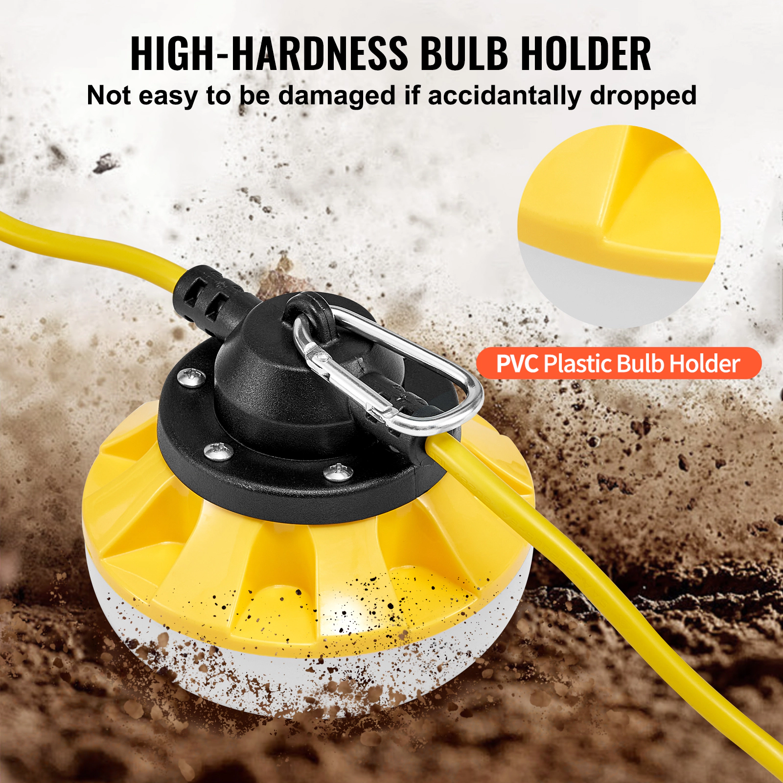 HONGGE 100FT Construction String Lights, 10PCs Work Light, IP65 Waterproof, with Hanging Hooks
