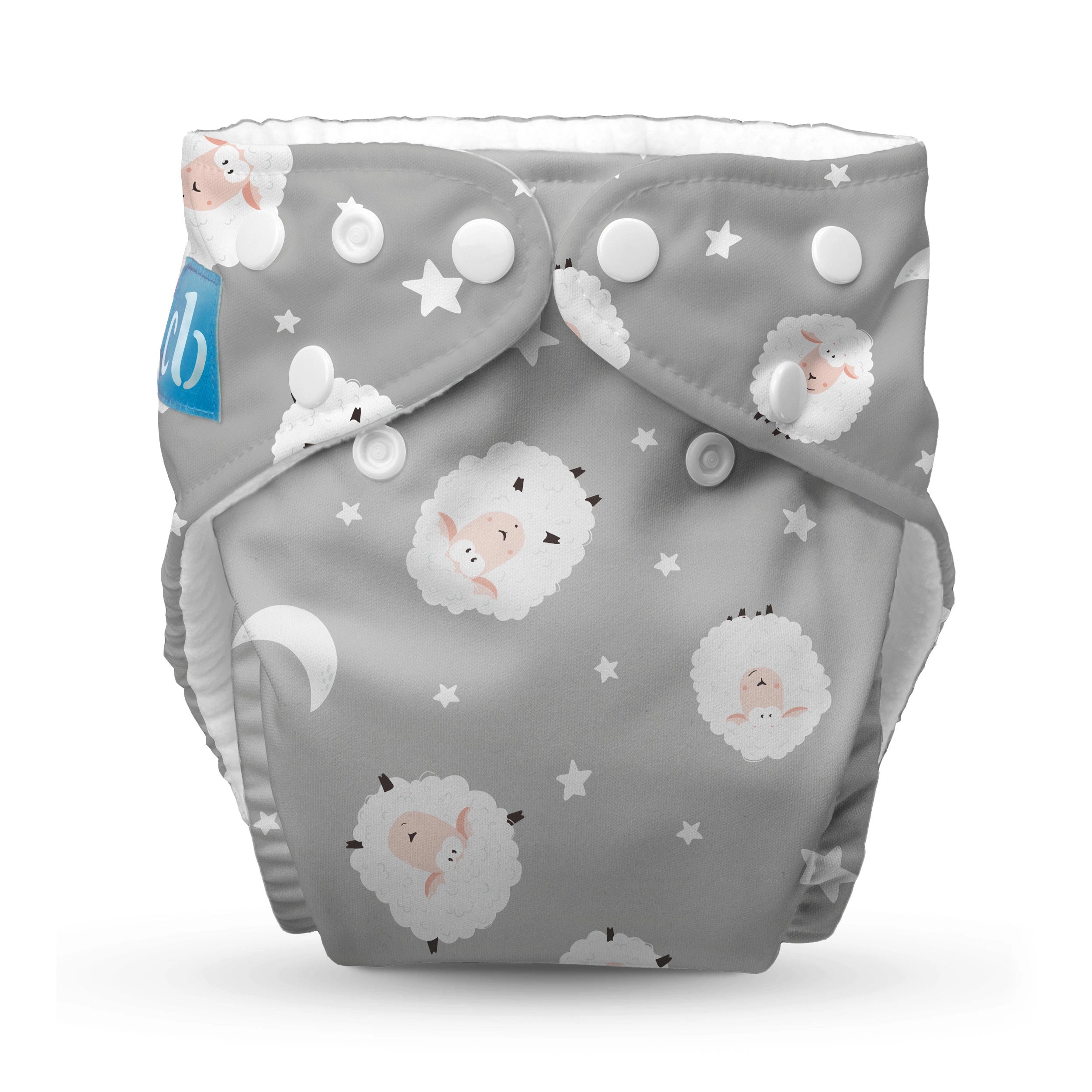 Charlie Banana One-Size Reusable Cloth Diaper with Fleece Lining and Deluxe Insert - Sweet Dreams on Grey