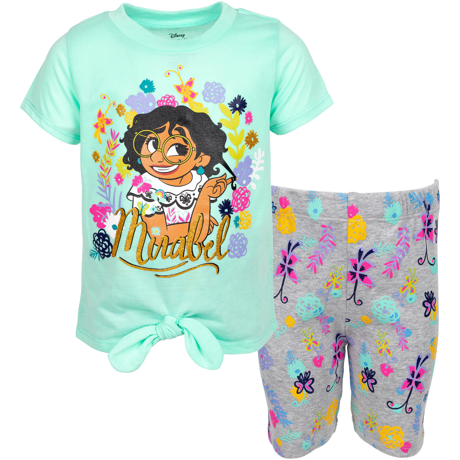 Disney Encanto Mirabel Girls' 2-Piece T-Shirt and Bike Shorts Set