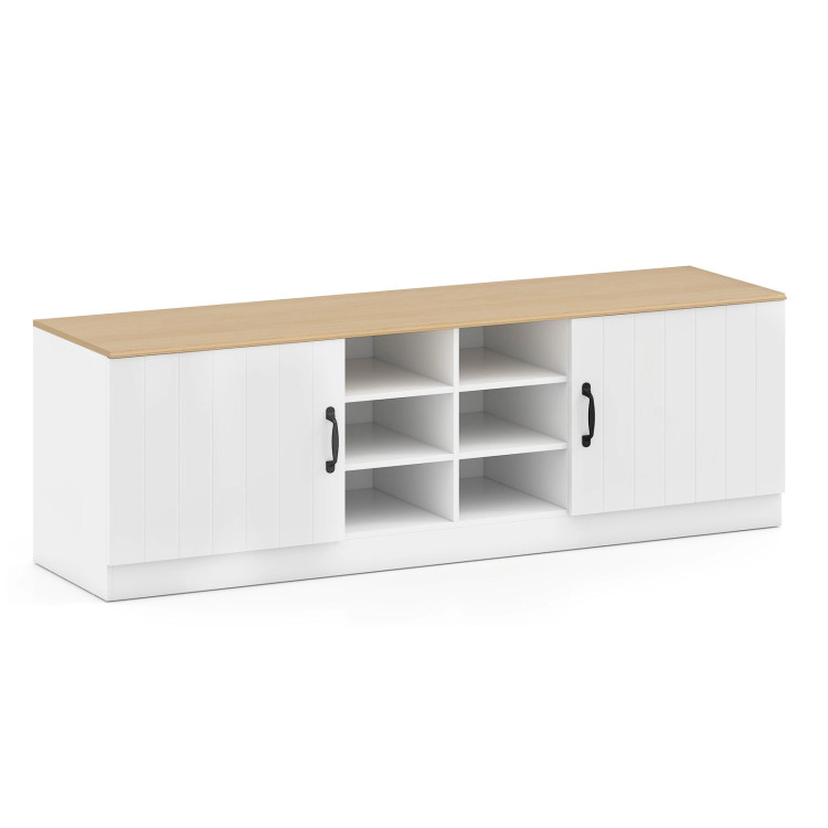 Hivvago 2-Door Shoe Bench Storage Cabinet with Adjustable Shelves