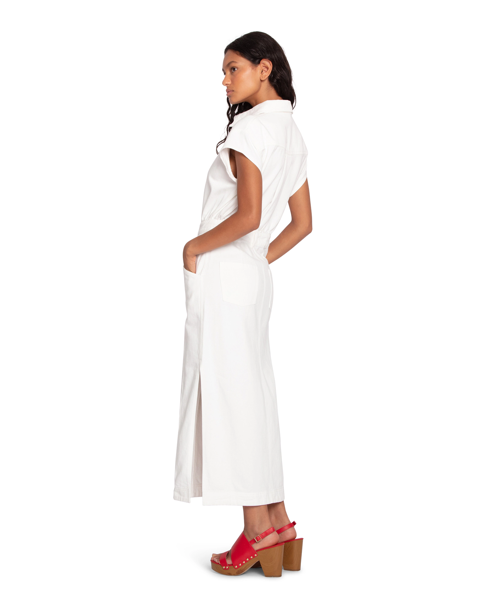 Belle & Bloom Womens Sundown Denim Midi Shirt Dress