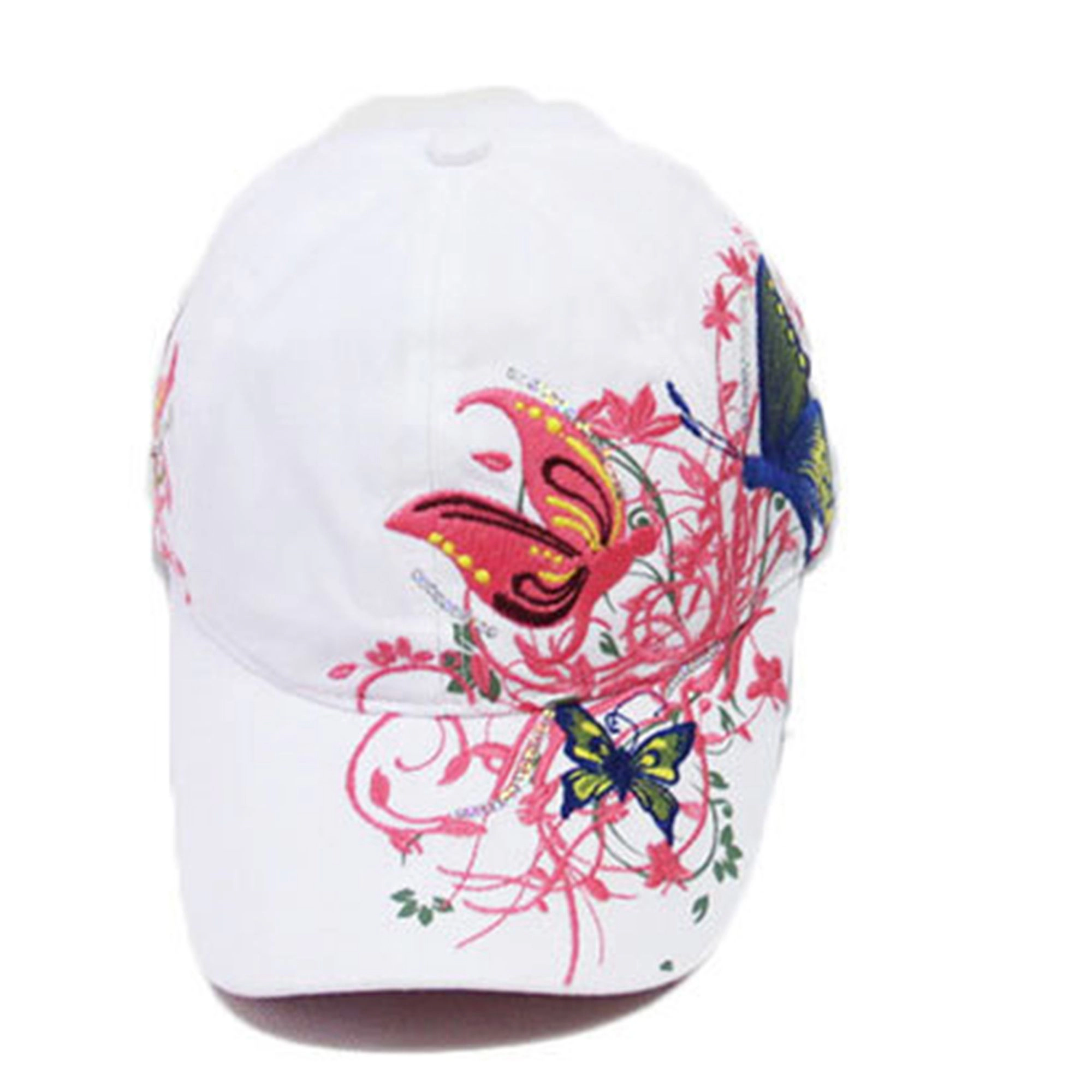 Anna-Kaci Women's Embroidered Butterfly Baseball Cap with Floral Sequin Accents and Curved Brim for Casual Style