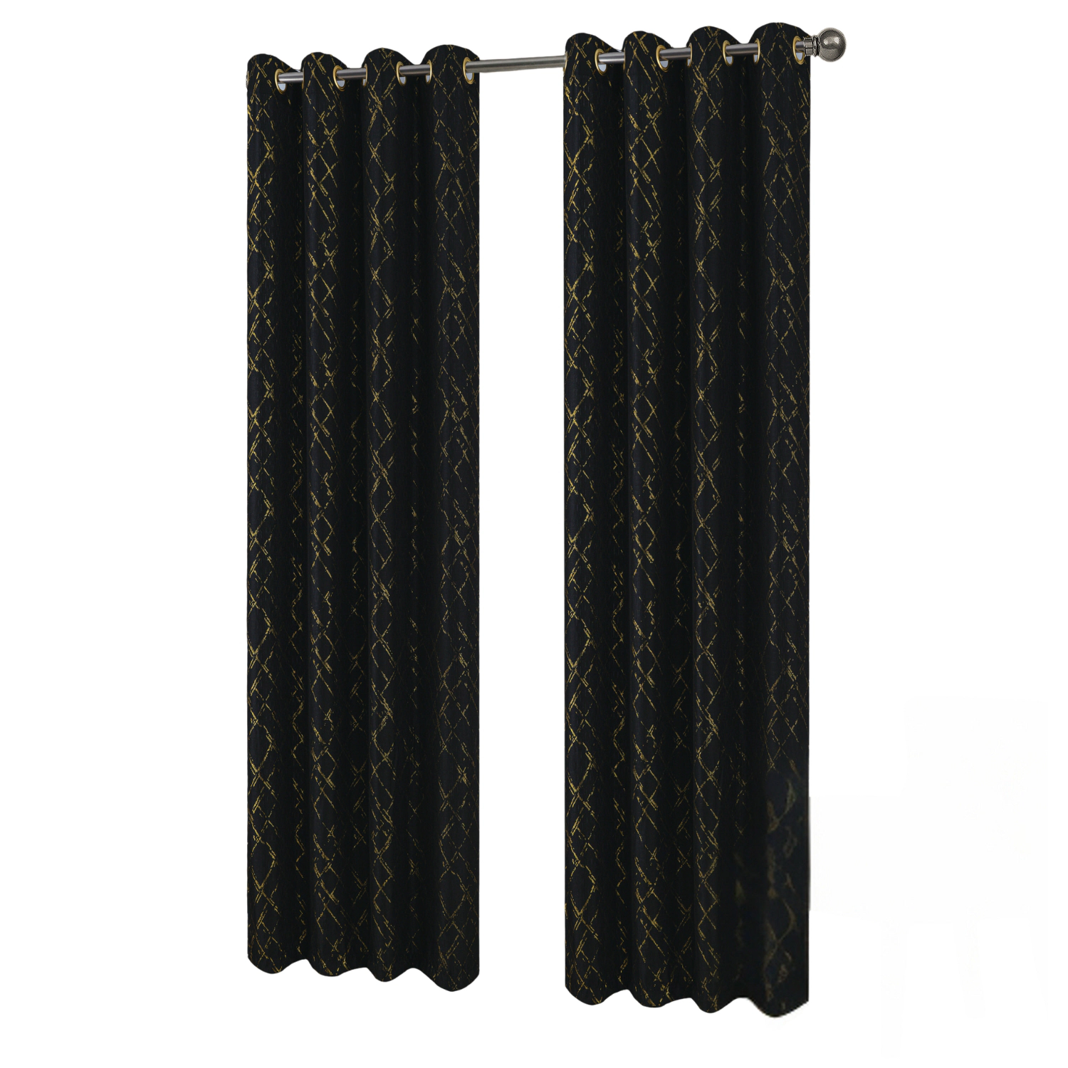 RT Designers Collection Soho Foil Jacquard Polyester Window Curtain Grommet Panel 52" x 90
