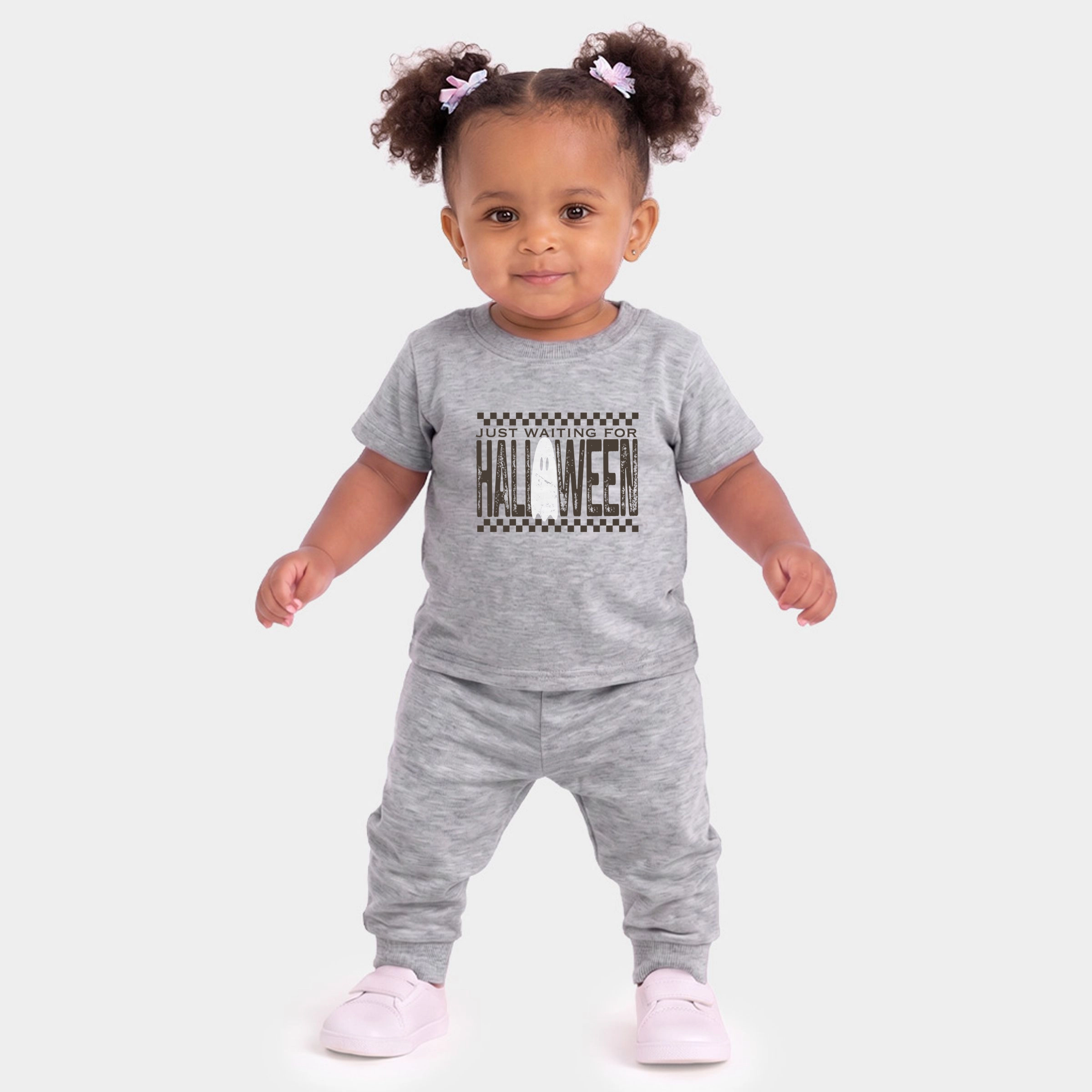 The Juniper Shop - Infant Jogger Pant Crew Set of 2 Just Waiting For Halloween Checkered