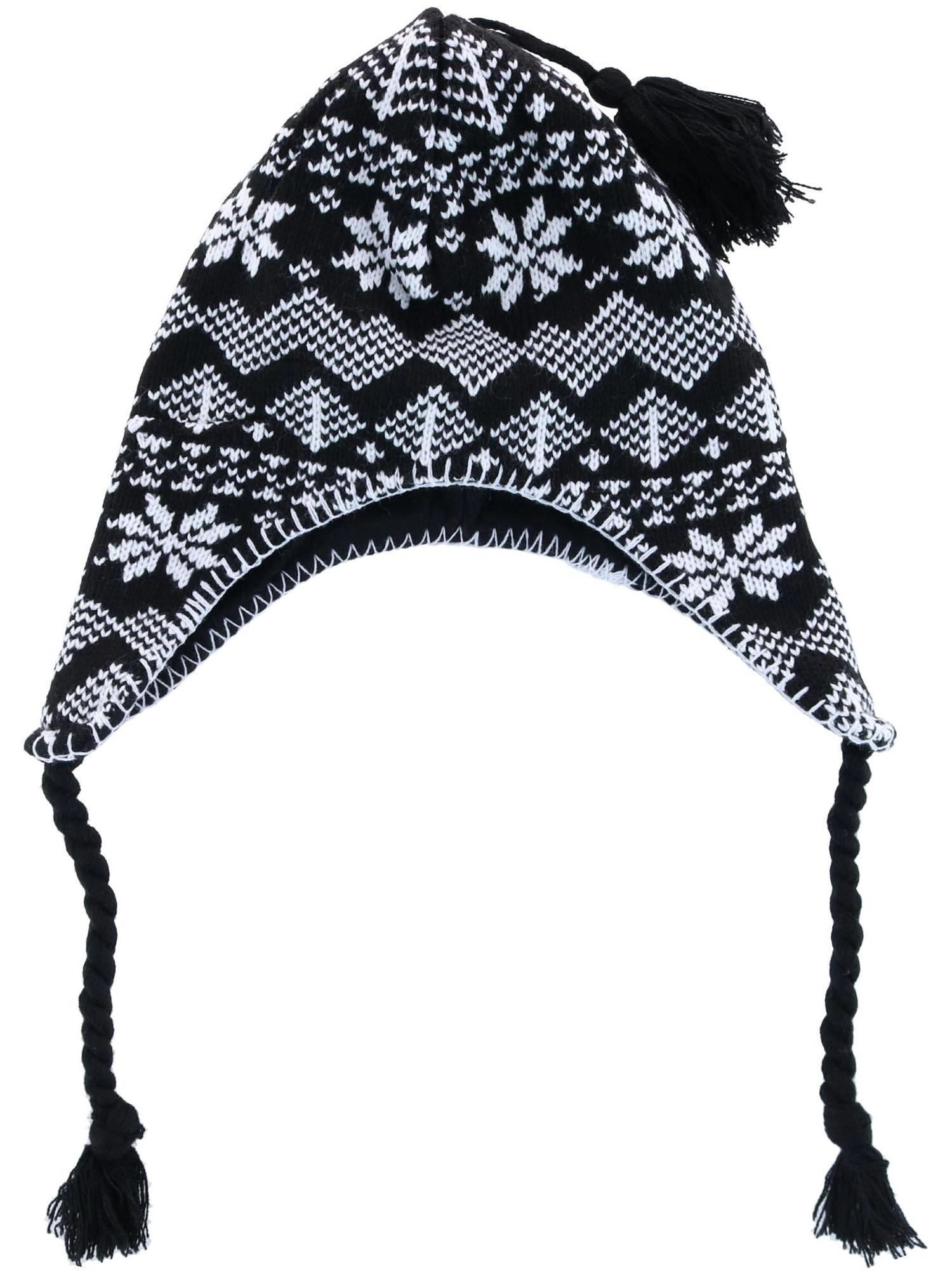 CTM Women's Heavy Knit Winter Pattern Peruvian Hat