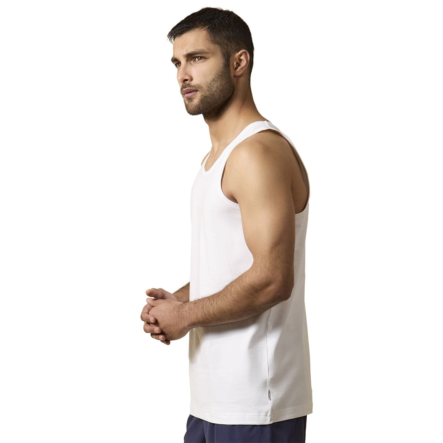 MeMoi 2 Pair Men's Sleeveless Cool Cotton Stretch Crewneck Tank Undershirts