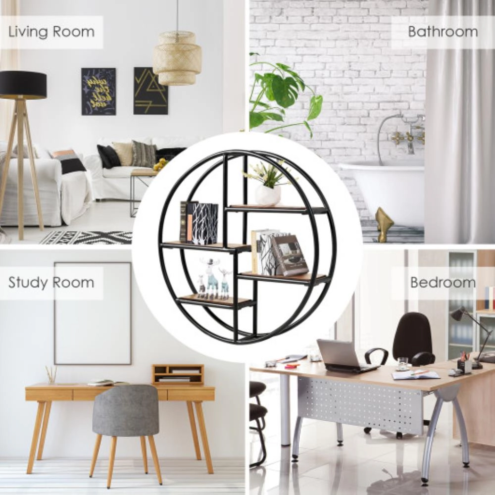 Hivvago Hanging Storage Shelf Circular Wall-Mounted 4-Tier Rack