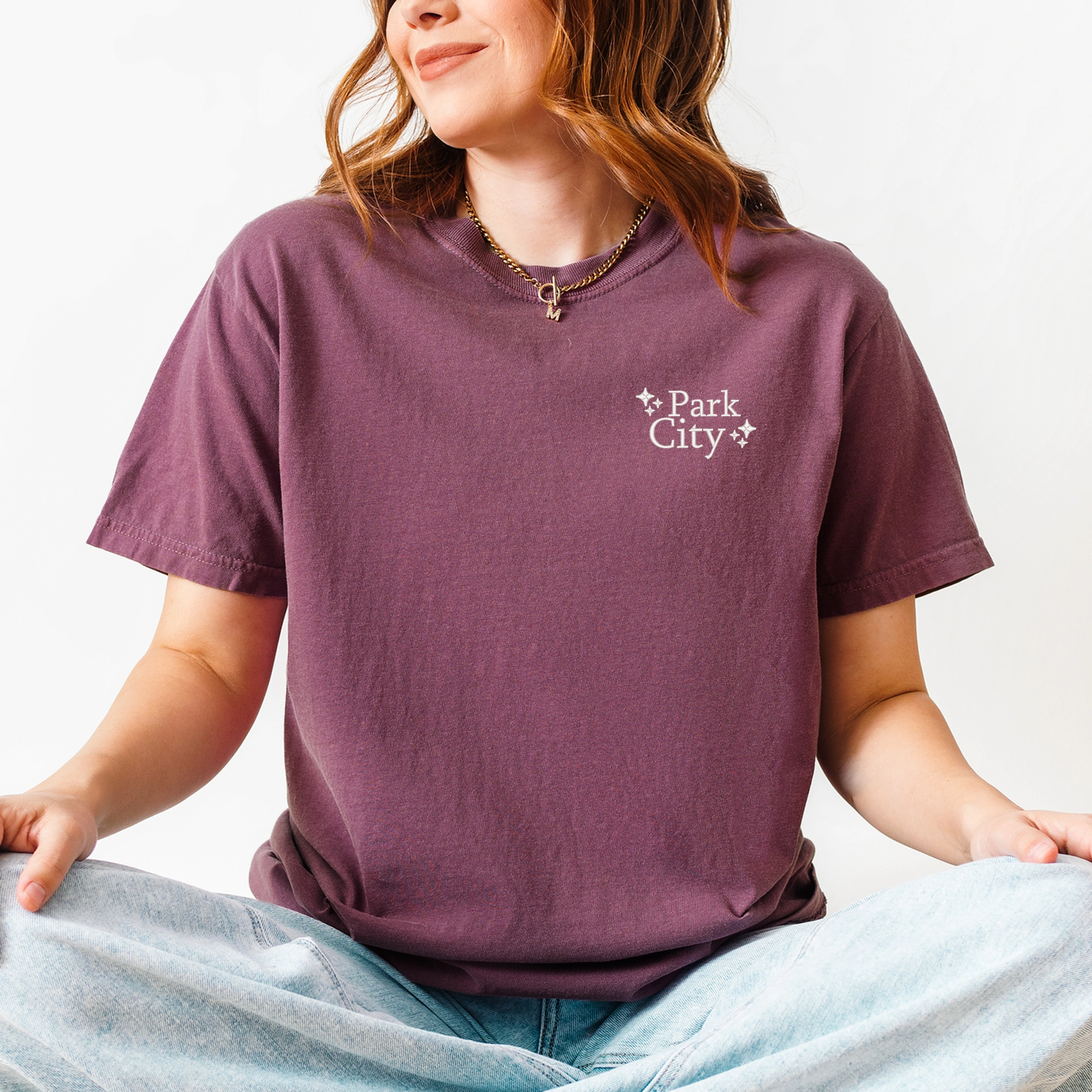 Simply Sage Market - Embroidered Park City Stars Women's Garment Dyed Graphic T-Shirt