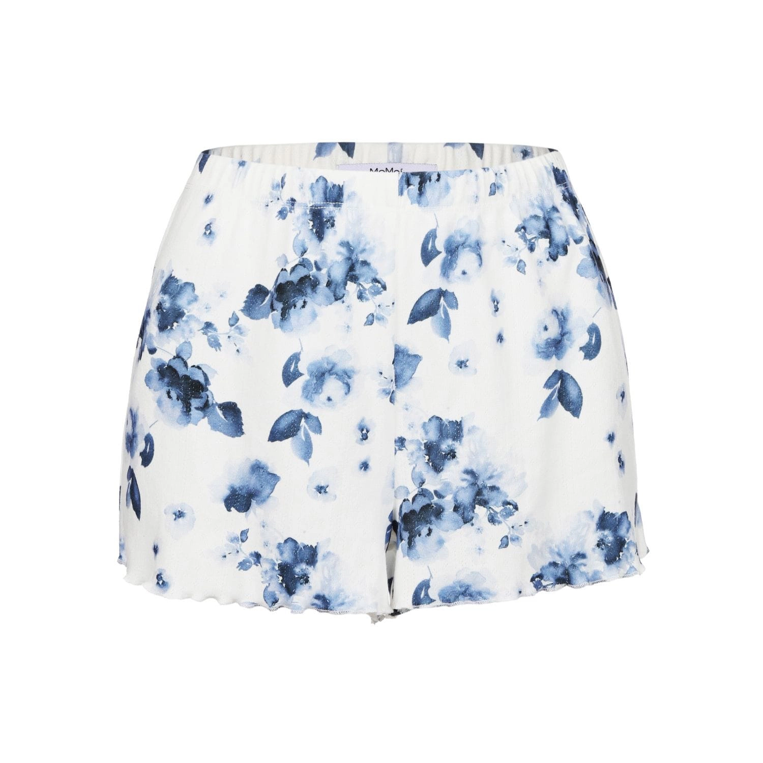 MeMoi Women's Scalloped Edge Matching Blue Floral Two-Piece PJ Set