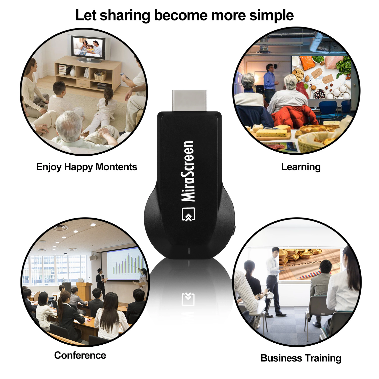 GBruno 1080P Wireless Display Adapter HDMI Dongle