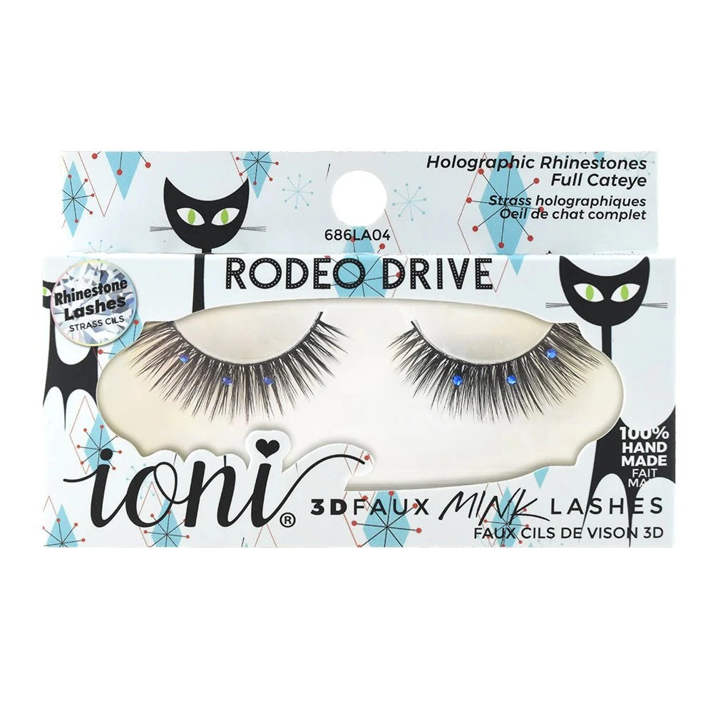 LA Splash Deco Lash RODEO DRIVE Holographic Rhinestonese Full Cateye - Pack of 6