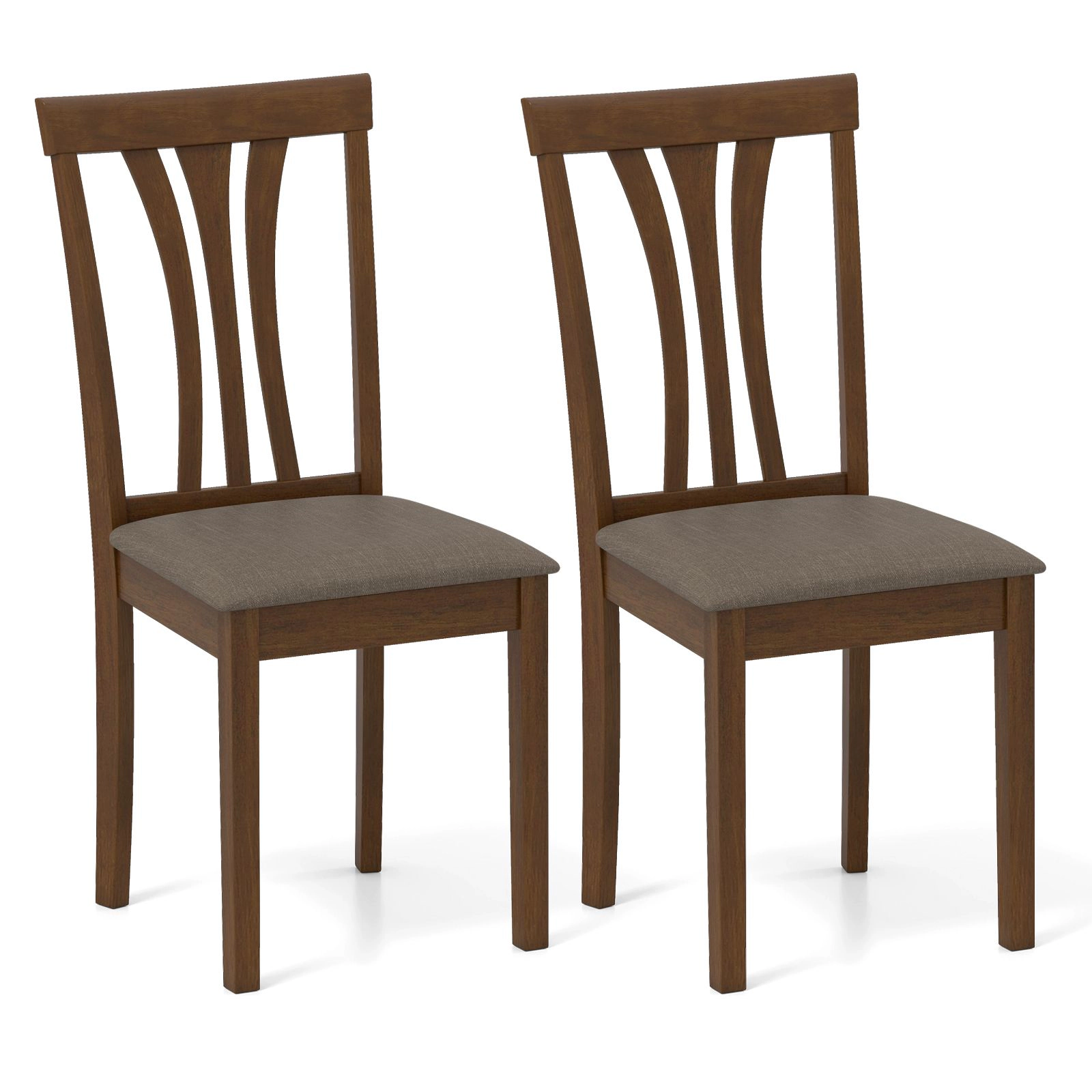 SlickBlue Set of 2 Farmhouse Dining Chairs, Linen Seat, Rubber Wood Frame