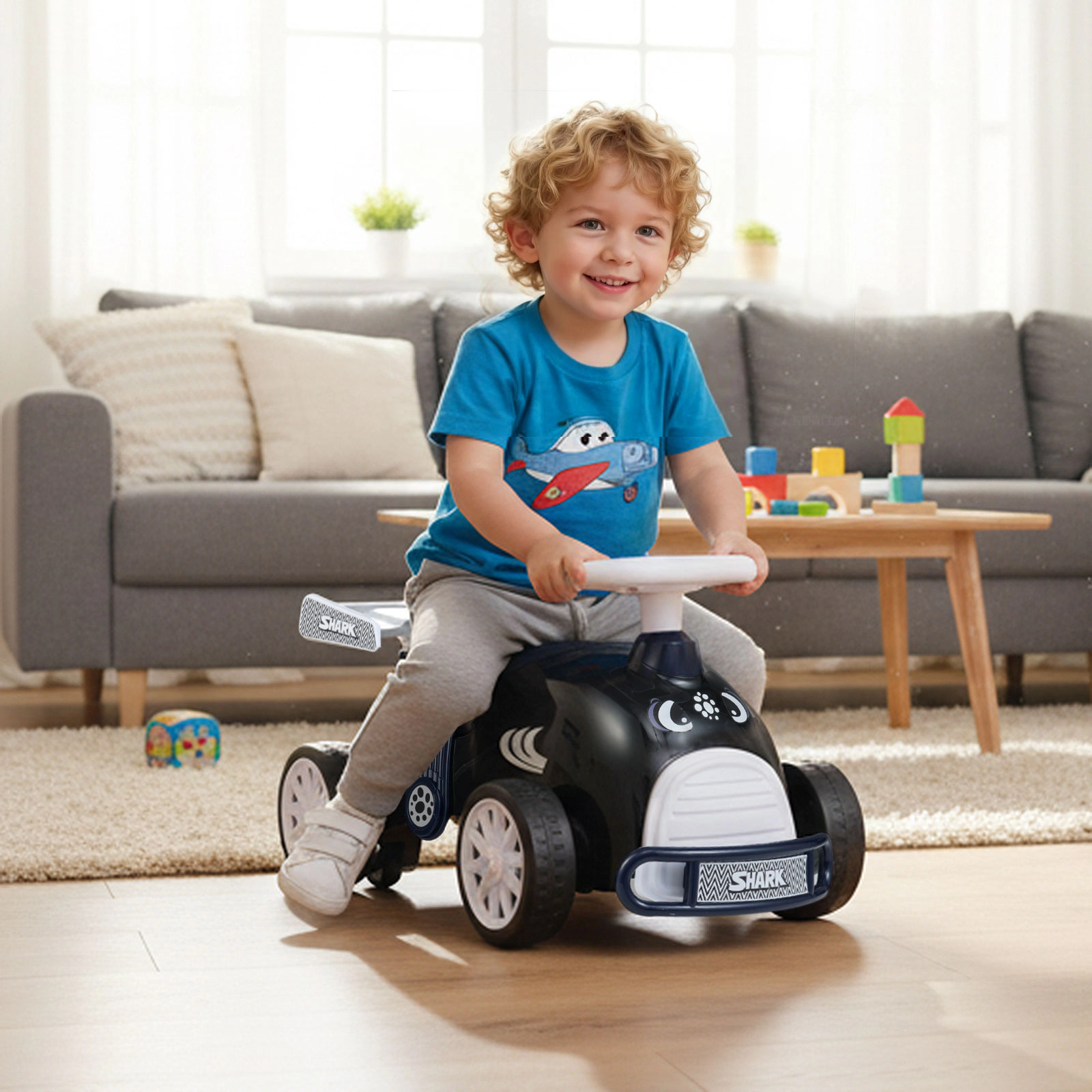 Kids Ride on Sliding Car 12 Songs Steering Wheel Under Seat Storage 19-36 Months 33-lb Limit