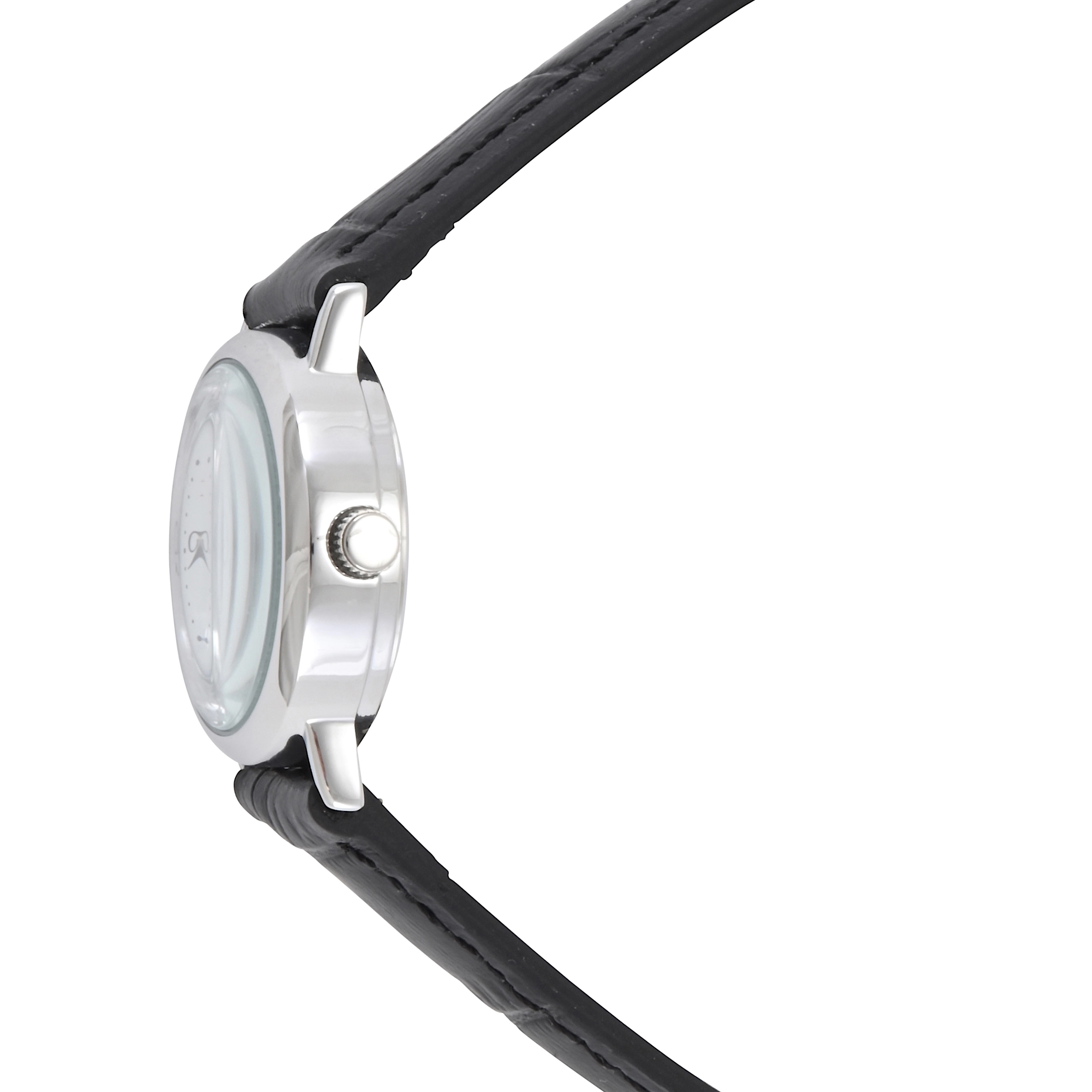 Peugeot Womens Small Face Easy Read Minimalist Black Leather Strap Watch