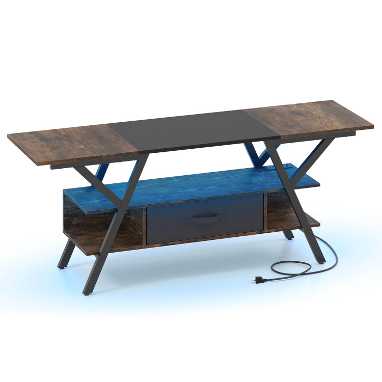 Hivvago Tv Stand For 65 Inch Tvs With Power Outlets And Led Lights