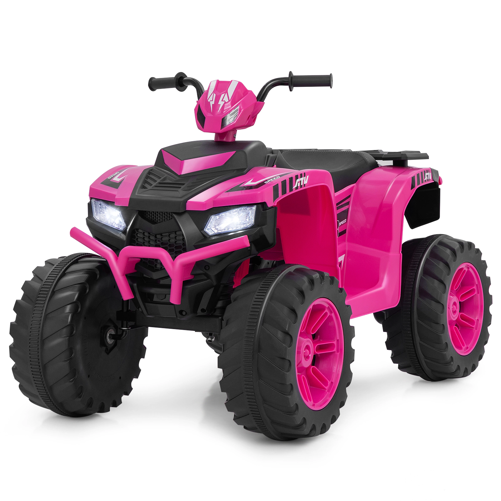SUGIFT Pink Media Center and 2 Speed Modes for Ages 3-8 24V Kids Ride-On Electric ATV