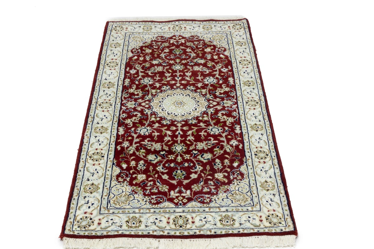 Magic Rugs 2'7 x 4'11 Red Indo-Nain Hand Knotted Oriental Wool Rug