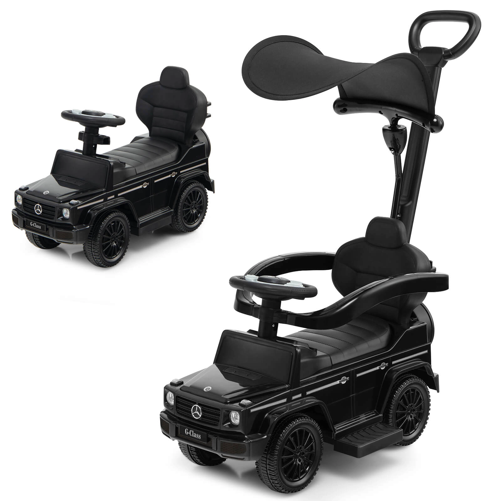 Costway 3 1 Ride on Push Car Mercedes Benz G350 Stroller Sliding w/ Canopy