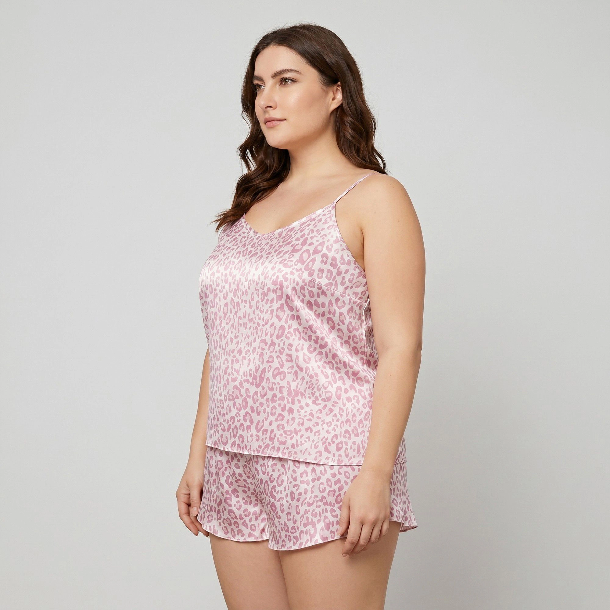 Anna-Kaci Women's Leopard Print Camisole and Shorts Pajama Set Soft Comfortable Sleepwear for Relaxation