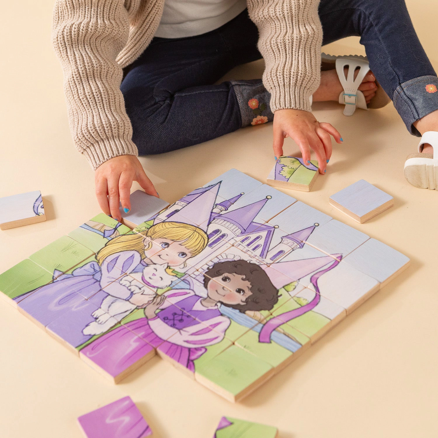Magnetic Wooden Puzzle 36-Piece with Organic Cotton Bag - Puppy Racer, Maple Wood, Made in Canada, Printed in USA