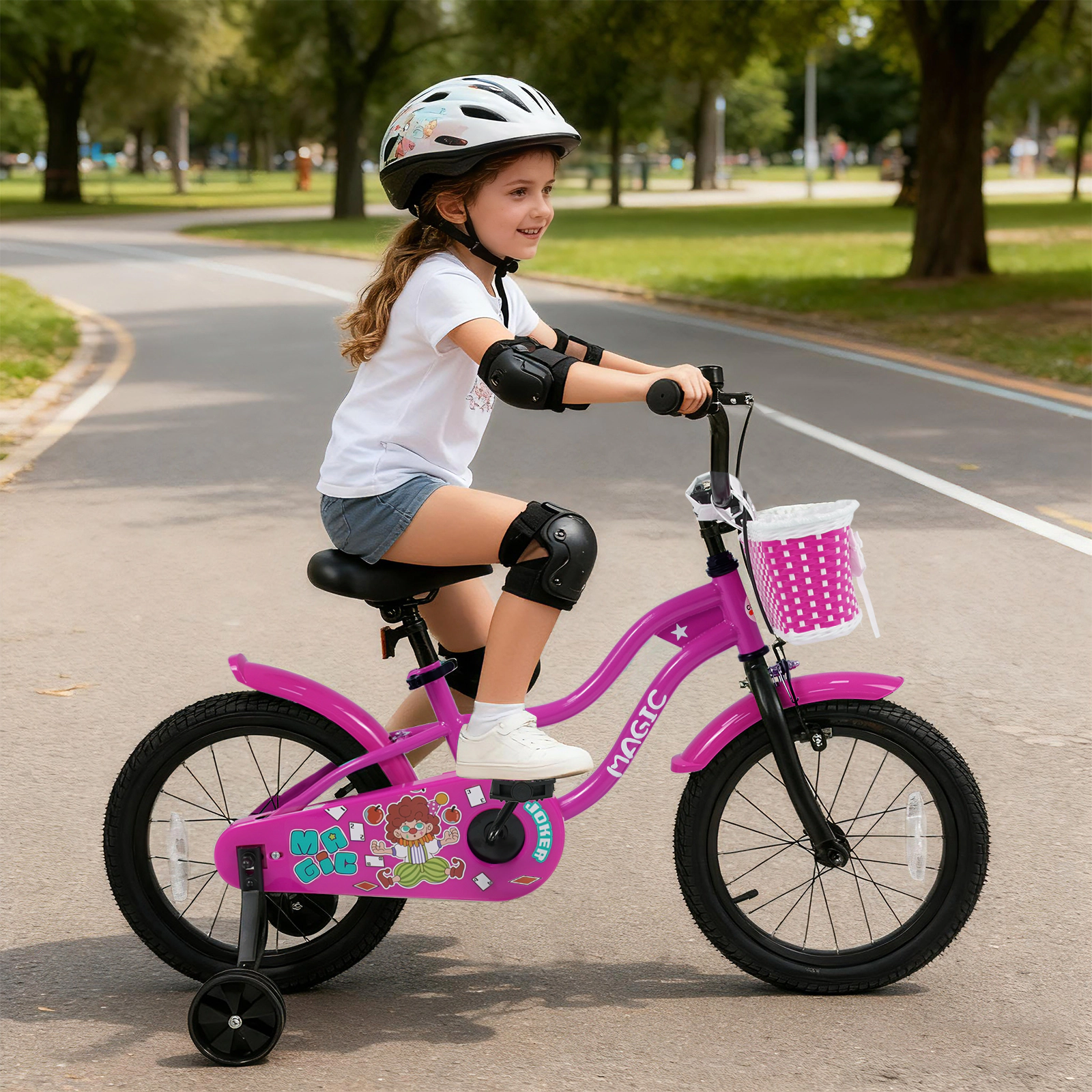 SUGIFT 12-in Rose Kids Bike with Detachable Training Wheels and Adjustable Saddle 110-lb Seat Capacity