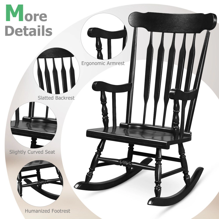 Hivvago Rocking Chair With Solid Wooden Frame For Garden And Patio