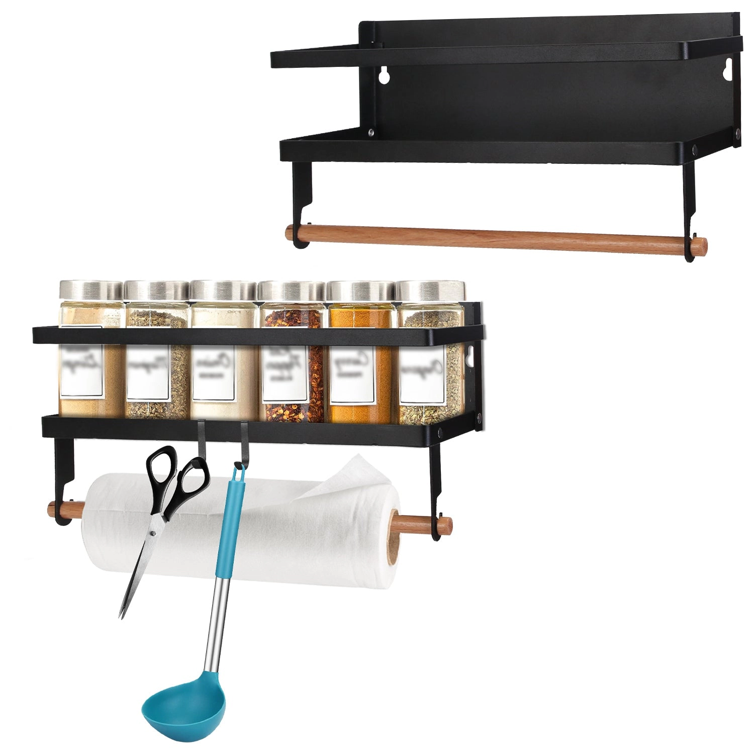 GBruno 2-Piece Magnetic Spice Rack With Paper Towel Holder