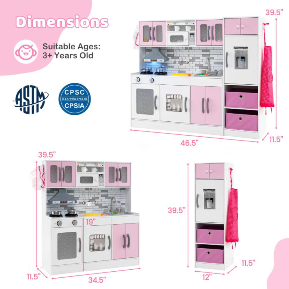 Hivvago Wooden Kitchen Playset With Lights And Sounds For Ages 3+