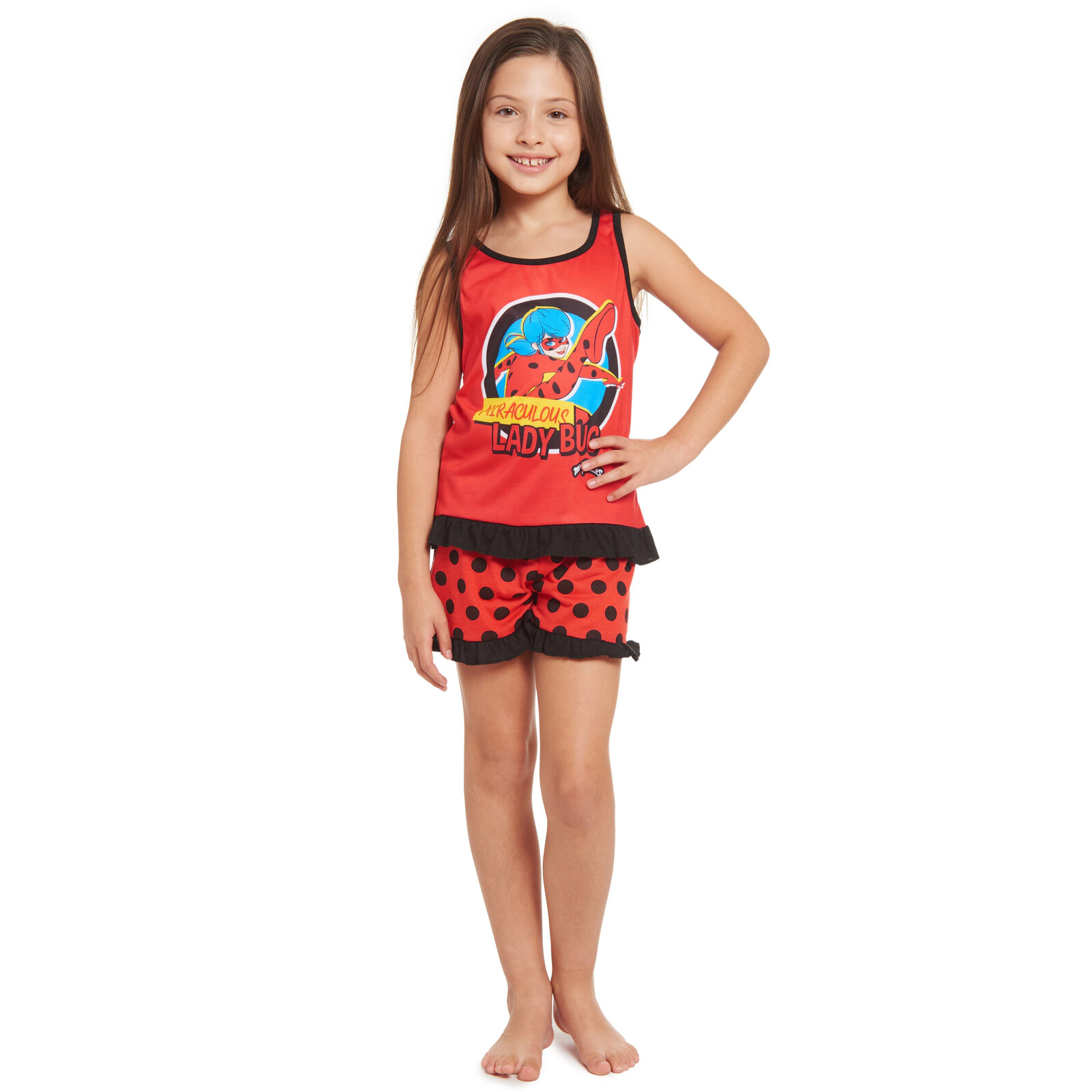 Miraculous Ladybug Girls' Sleeveless Pajama Shirt and Shorts Set