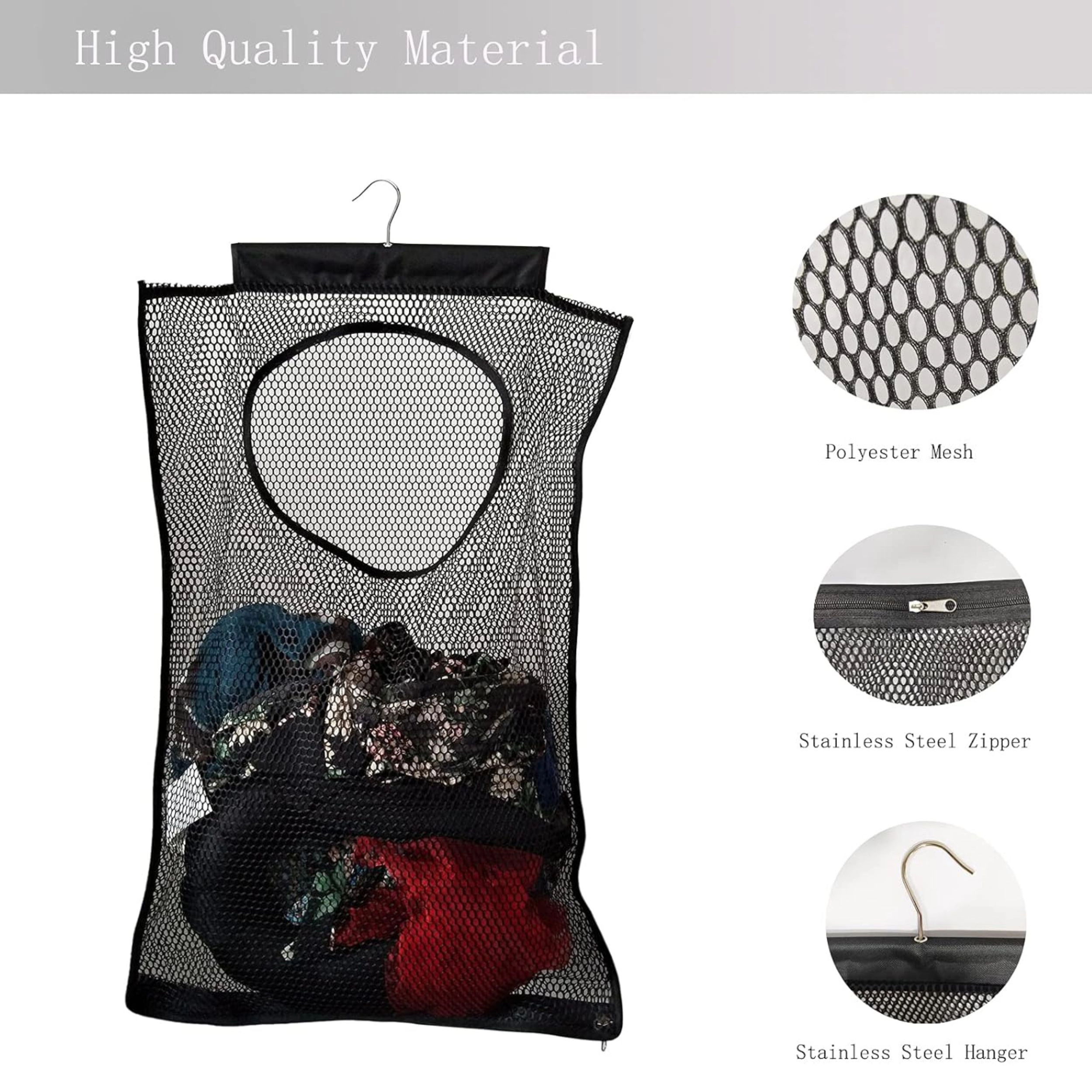 Stock Preferred Large Hanging Mesh Laundry Hamper Bag for Door, Closet and Bathroom