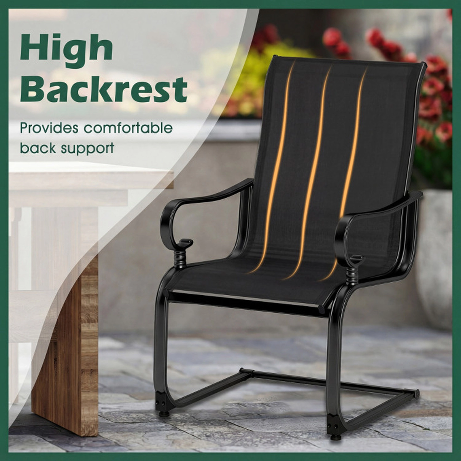 SUGIFT Set of 2 Outdoor Metal Rocking Patio Chairs with Breathable Fabric