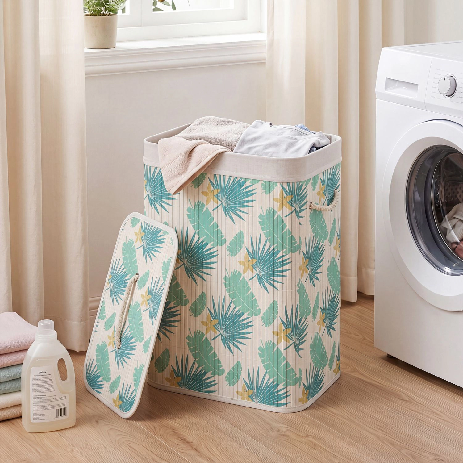 SlickBlue Wicker Laundry Hamper with Lid, Liner Bag and Carry Handles